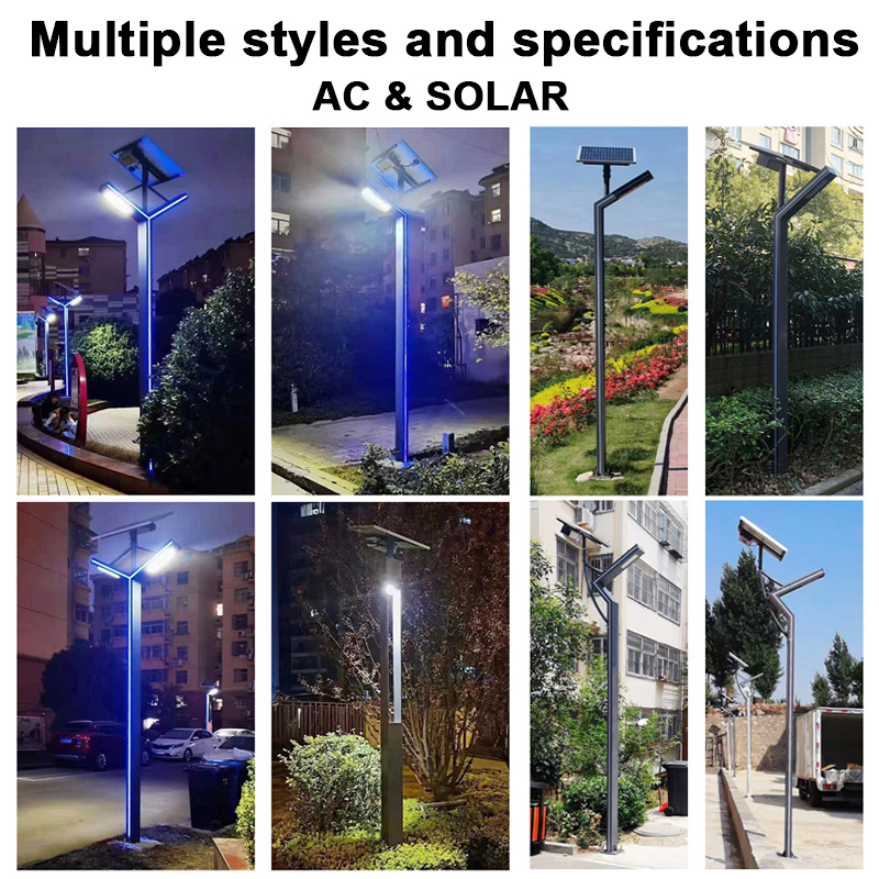 Solar Street Light Villa Square Garden Pole Light Outdoor Post Top LED