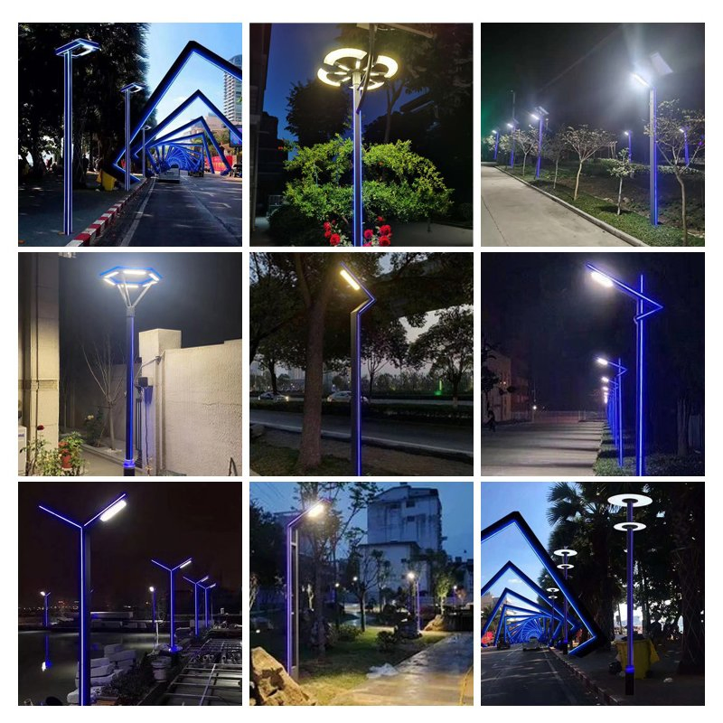 Solar Street Light Villa Square Garden Pole Light Outdoor Post Top LED