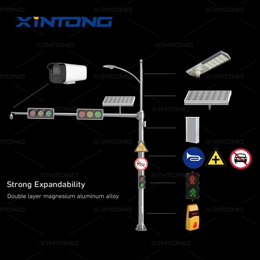 Xintong 300mm 400mm Warning Three Color Full Ball Intelligent LED Solar Power Traffic Signal Light System Countdown