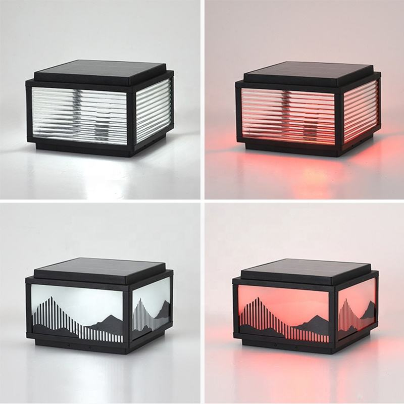 Modern Waterproof IP65 Square Fence Garden Post Main Gate Lamp Outdoor Solar Pillar Light