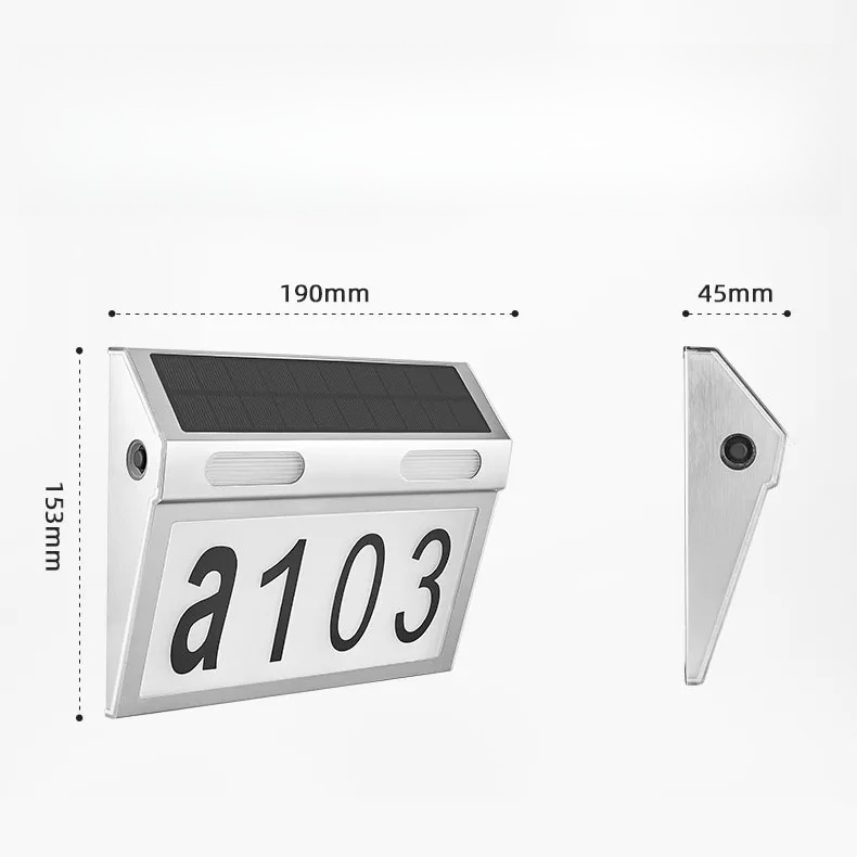 Waterproof Solar Outdoor Gate Pillar LED Light DIY Door Plate House Number Wall Solar Powered Lights