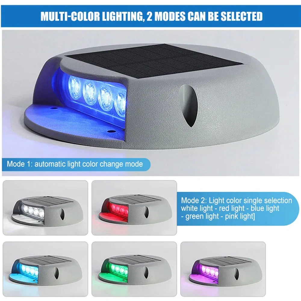 Solar Outdoor Floor Step Lights Waterproof IP65 Solar Step Lights, 4-Pack Solar Deck Lights RGB