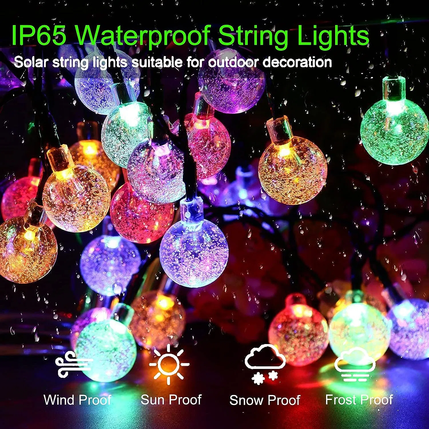 New Festival Lighting LED Solar Fairy Ball Outdoor String Lights