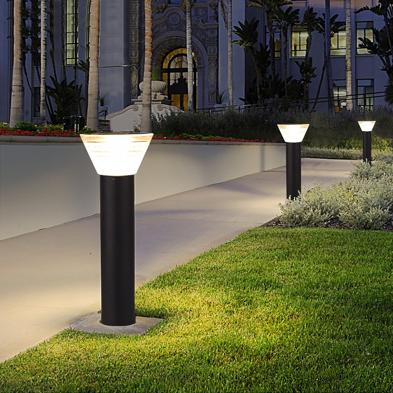 Aluminum Outdoor Energy Saving Outdoor Solar Bulb Lights IP65 Solar Lanterns CE RoHS Solar Lawn Light Bollard Lighting AC Solar Garden Light Farolas Solares