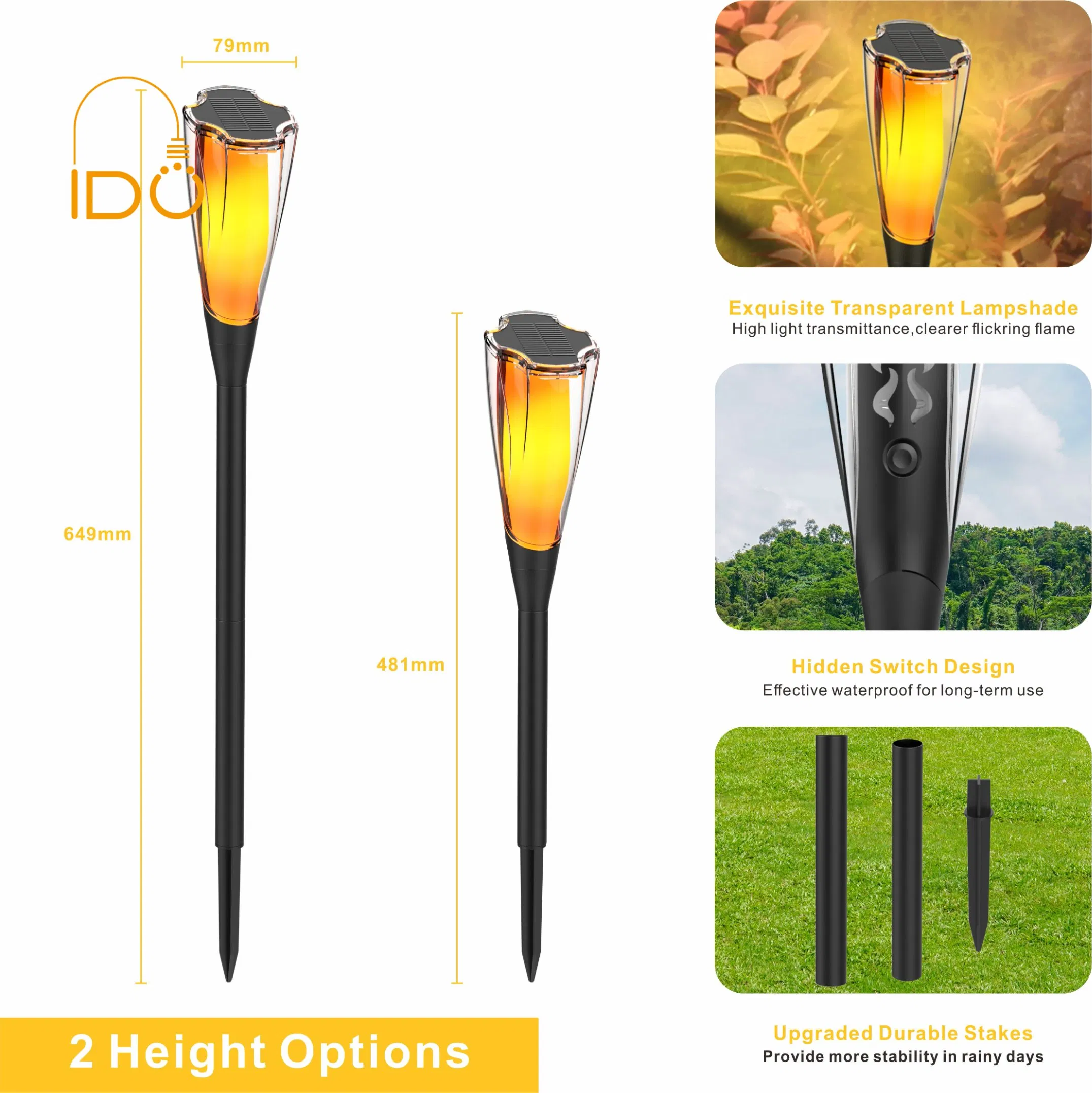 Solar Spike Torch Light, Realistic Flame Effect Waterproof Garden Decor