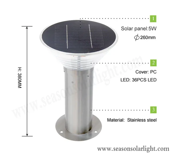 Stainless steel solar light