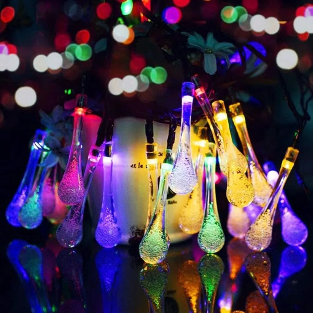 Solar Strings Lights, LED Water Drop Solar Fairy Lights Waterproof Ci24846