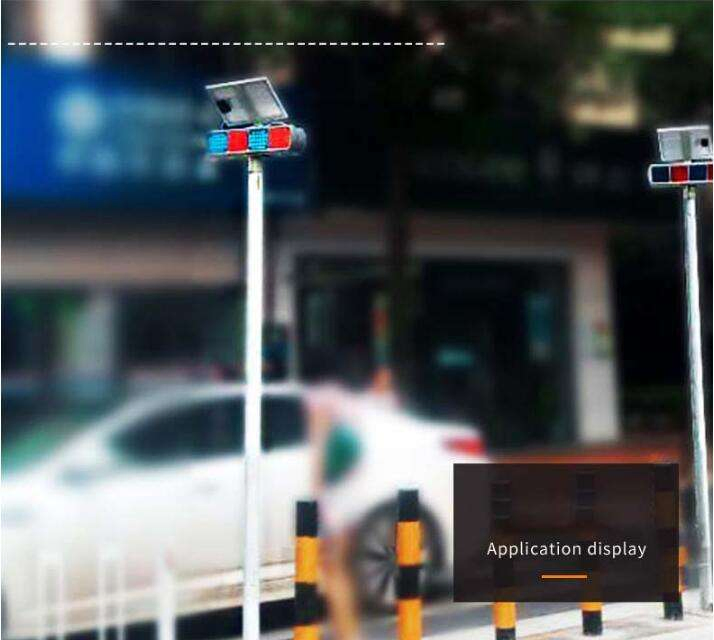 Waterproof LED Burst Flash Traffic Warning Light Double Sides Four Sets LED Red Blue Solar Flashing Solar Strobe Light