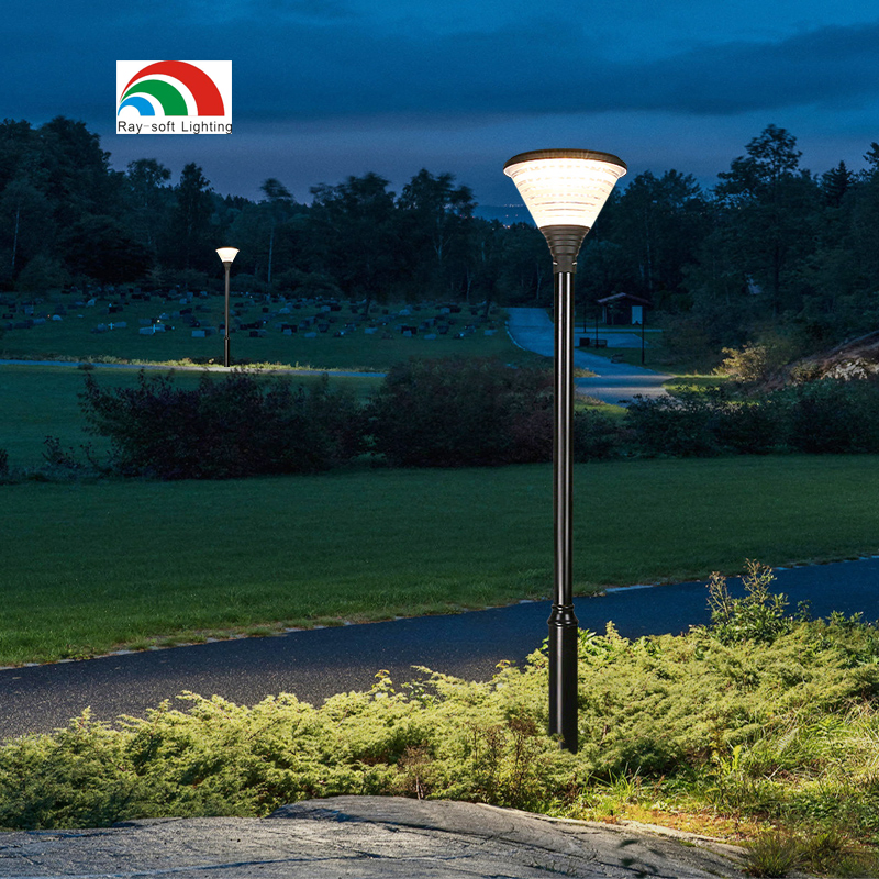 European Style Post Lamp Decoration Residential Path Pole Lighting Bright UFO Post Top Lantern Solar Garden Lights