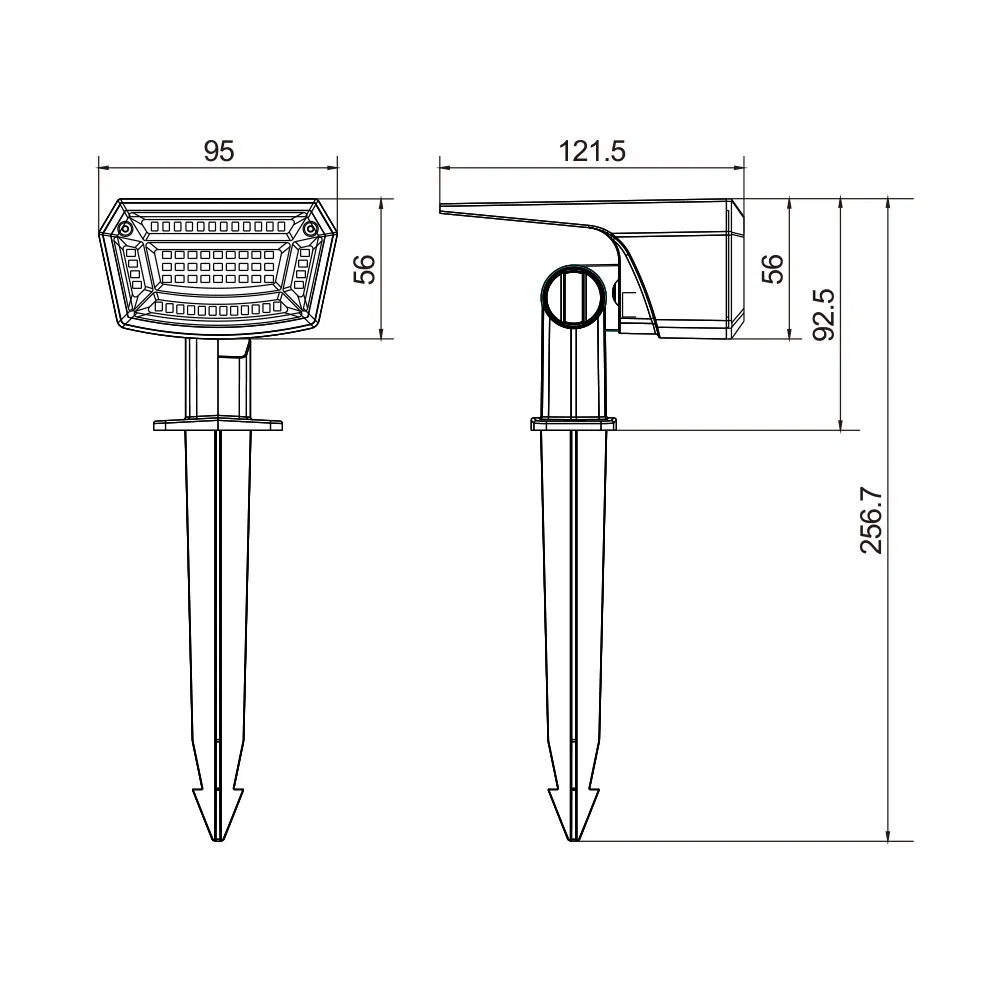 LED Solar Spike Garden Light 5.5V 0.99W 112*67mm IP65 Work Temperature: -25℃ to 64℃, 1050lms