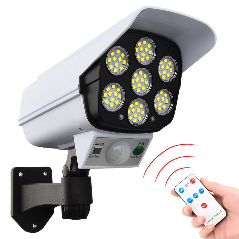 77LED Outdoors Simulation Monitoring Security Lighting with Motion Sensor Wall Lamp Solar Fake Surveillance Cameras Lights