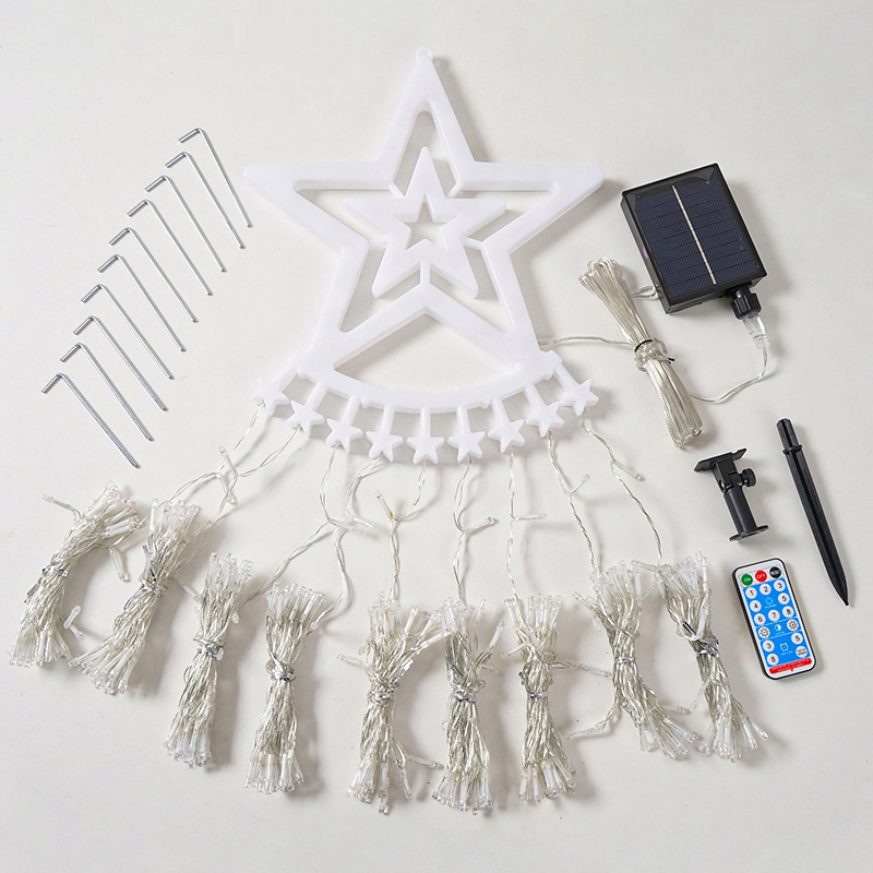 Christmas Decorations Waterfall LED String Lights Outdoor Courtyard Festival Solar Star Fairy Waterflow String Light