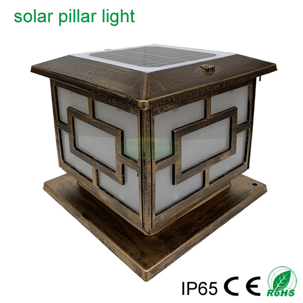 Energy Saving Lamp Outdoor LED Solar Pillar Gate Light for Garden with LED Lighting