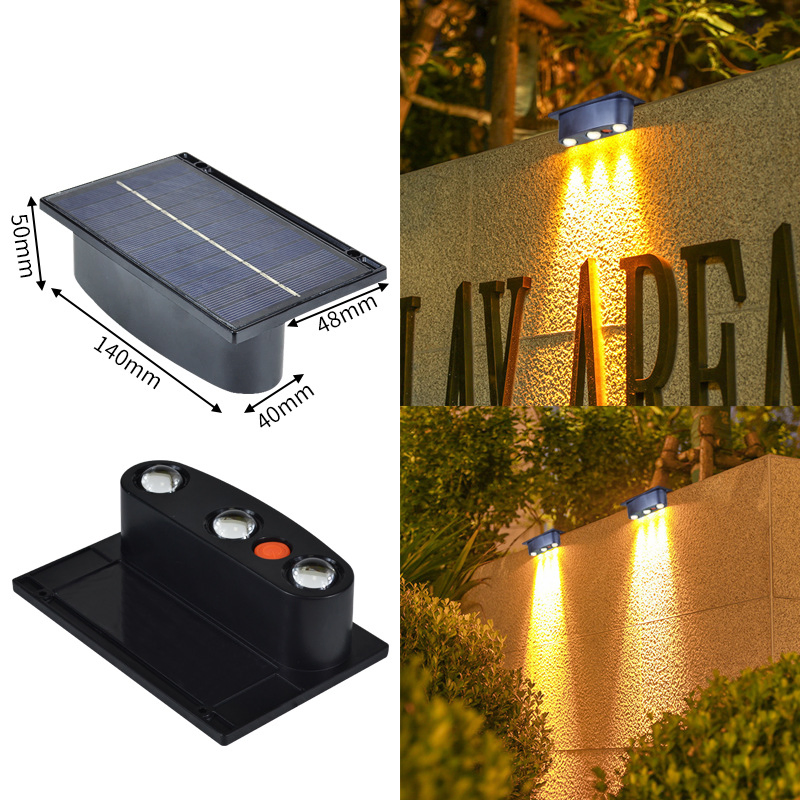 Outdoor Waterproof Deck Wall Lamp LED Solar Luminous Lighting Wall Light for Garden Fence Exterior Wall