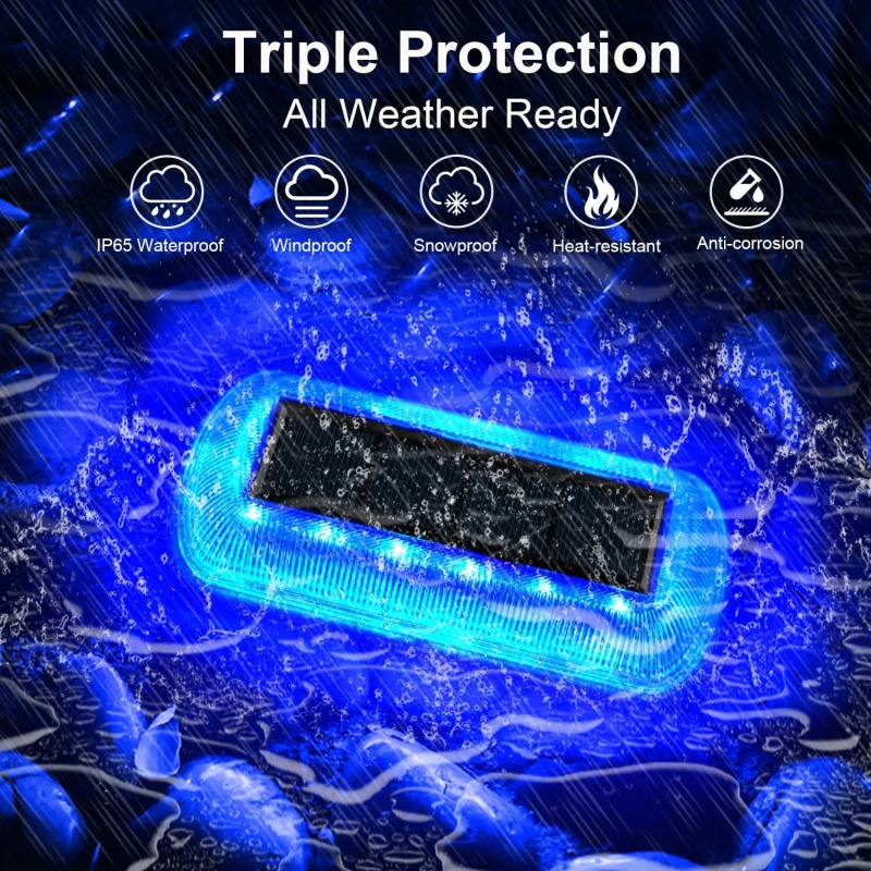 Blue Stair Waterproof Fence Driveway Yard LED Deck Solar Step Lights