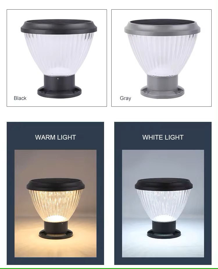 2024 Landscape Fence out Door Waterproof IP65 Post Lighting Garden Spike LED Gate Post Lights Solar Stone LED Pillar Light