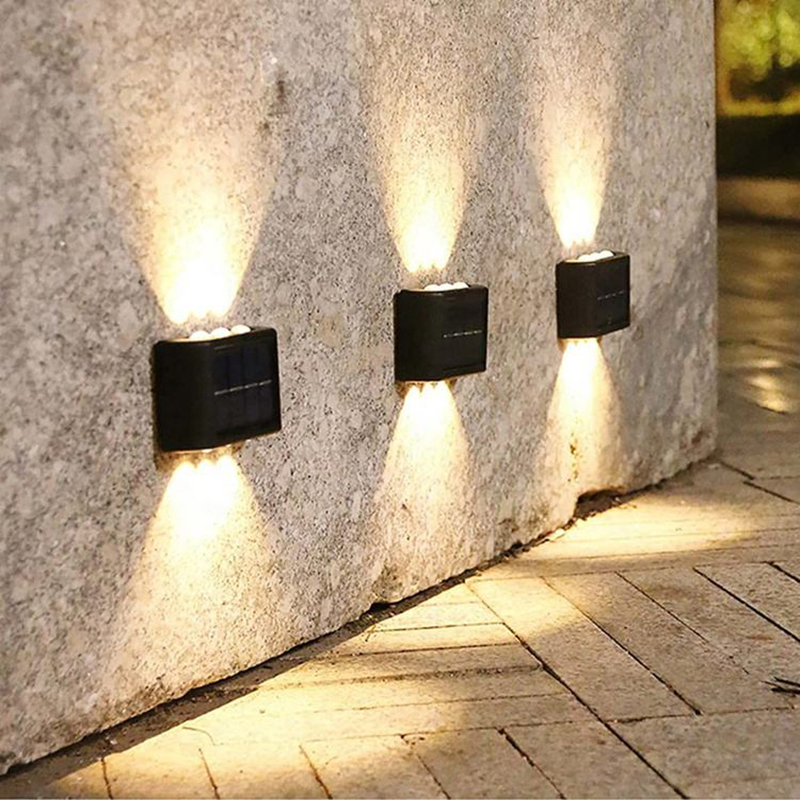 Warm White Patio Doors Fence Deck Garden Lighting Waterproof Small Step Lamp Outdoor Solar up and Down Wall Lights