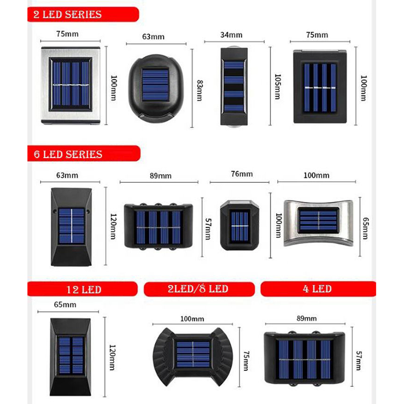 Warm White Patio Doors Fence Deck Garden Lighting Waterproof Small Step Lamp Outdoor Solar up and Down Wall Lights