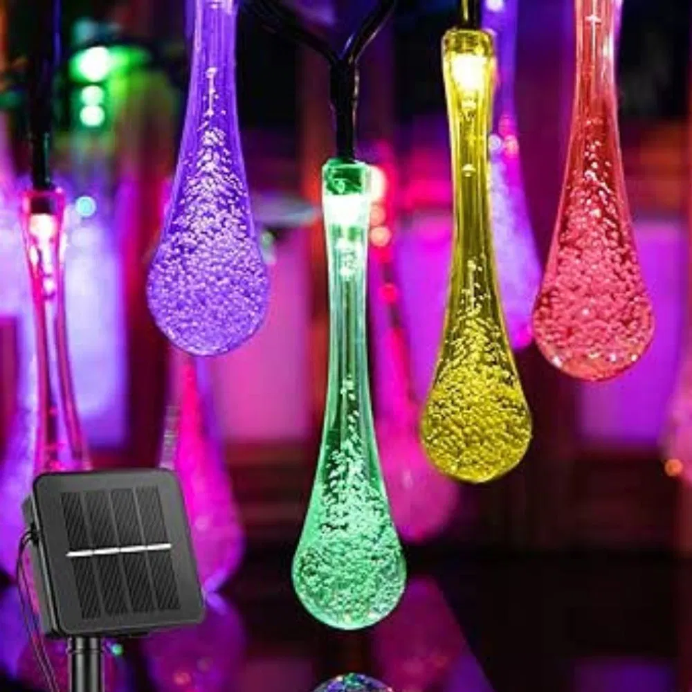 Solar Strings Lights, LED Water Drop Solar Fairy Lights Waterproof Ci24846