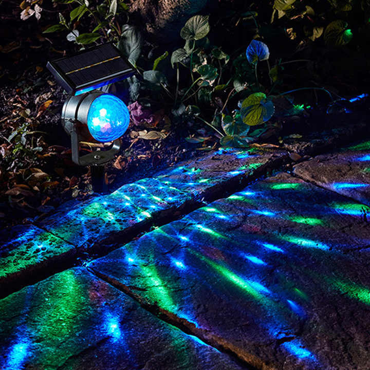 Move LED RGB Solar Projector Light Outdoor Waterproof Garden Lawn Spotlight Rotatable Floodlight Lamp Spike Light