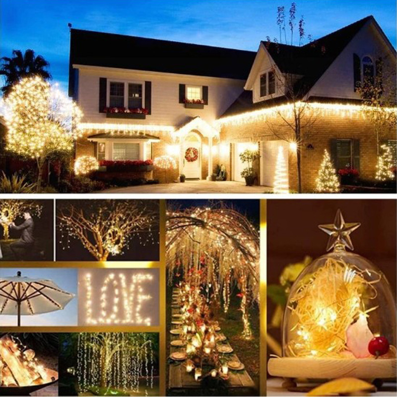 Solar String Lights Outdoor Solar Powered Waterproof Fairy Lights Copper Wire Lights for Christmas Party