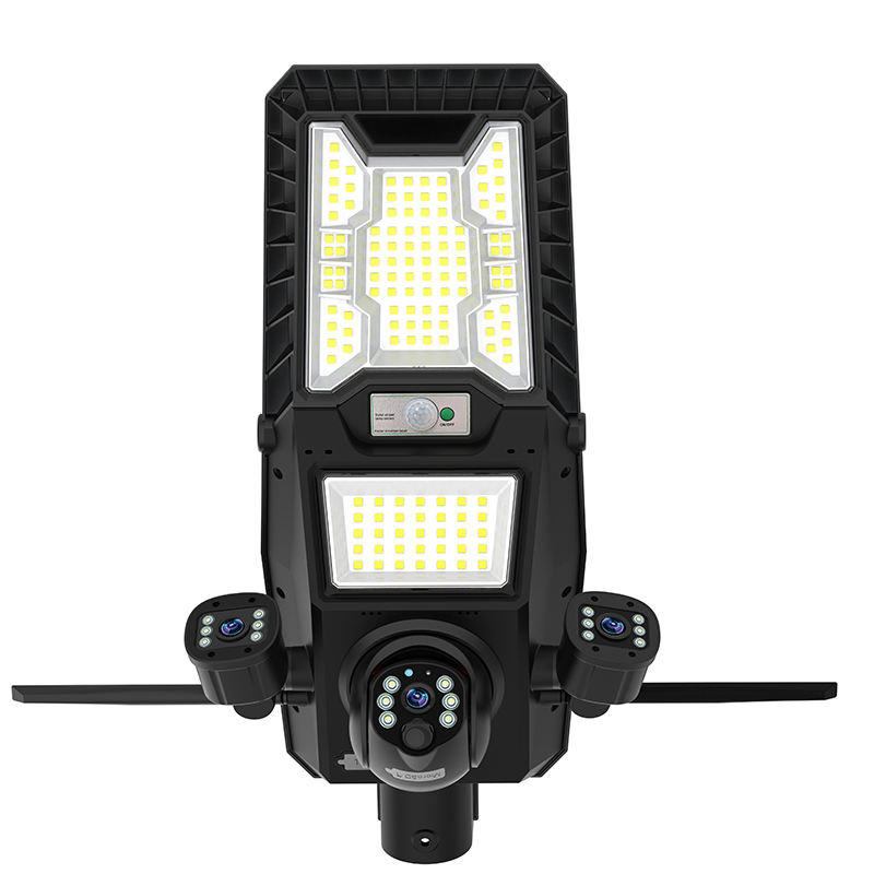 Outdoor Foldable Three Lens 12MP 4G Solar Security Cameras 500W Outdoor Motion Sensor LED Garden Integrated Solar Street Lights