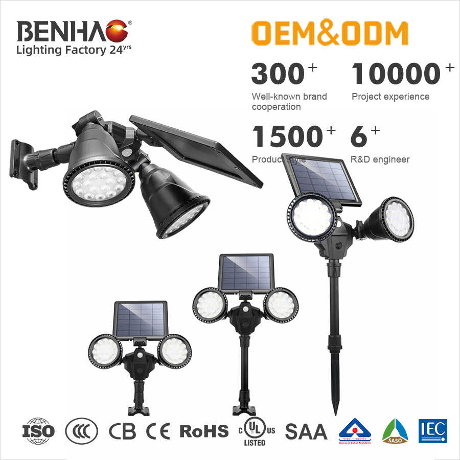 OEM Solar Ground Inserted Lights 3W 1200mAh 20PCS LED Low MOQ Accept Custom Logo