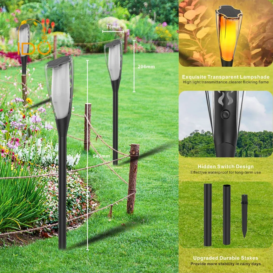 Solar Spike Torch Light, Realistic Flame Effect Waterproof Garden Decor