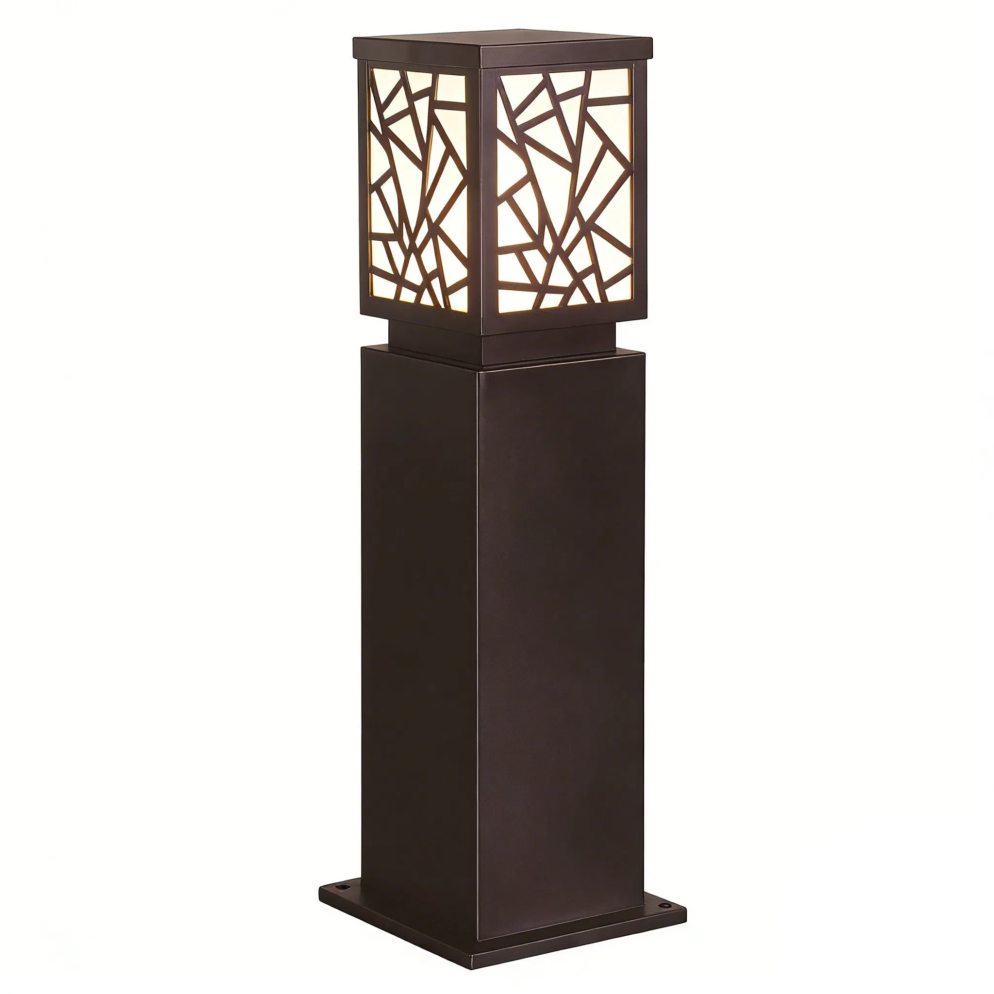 Modern Solar LED Bollard Light with Decorative Chinese Pattern for Garden Pathway