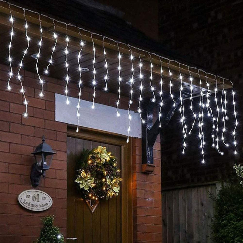 Solar/Plug Garden Decoration Festival Christmas Diwali LED Curtain Lights Icicle Fairy String Light