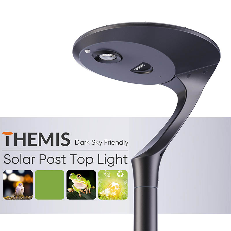 High-Efficiency Solar Post Top Light with Dual CCT &amp; Dusk-to-Dawn Mode