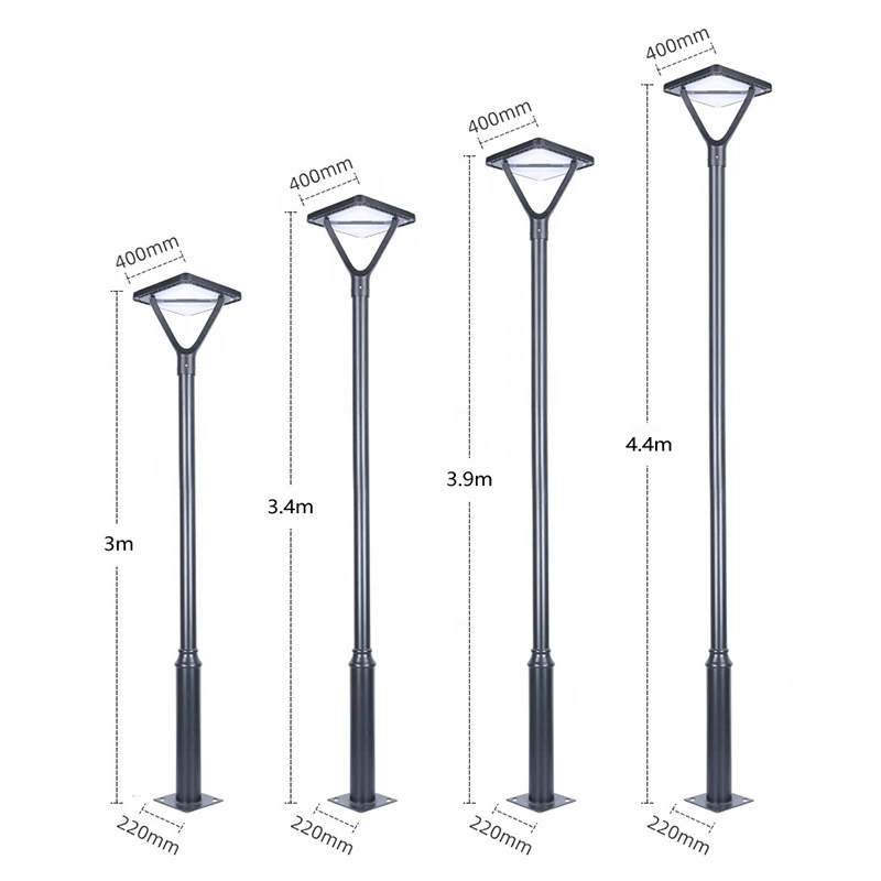 Aluminum Lights Solar Garden Light Outdoor Landscape Waterproof IP65 Pole Lamp Park Post Top Outdoor LED Garden Light
