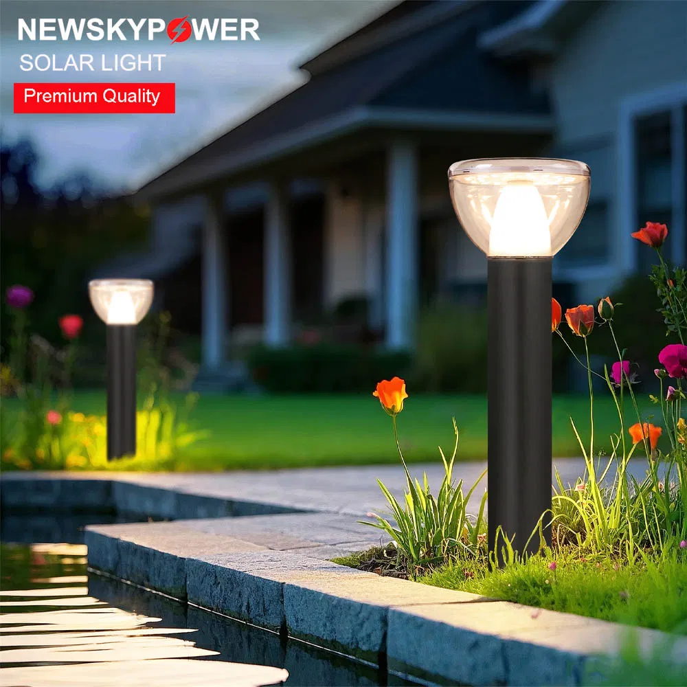 New Arrival Solar Lawn Bollard Light IP65 PC Protective Cover Dual Color Temp 3000K 6000K Easy Installation for Garden Pathway