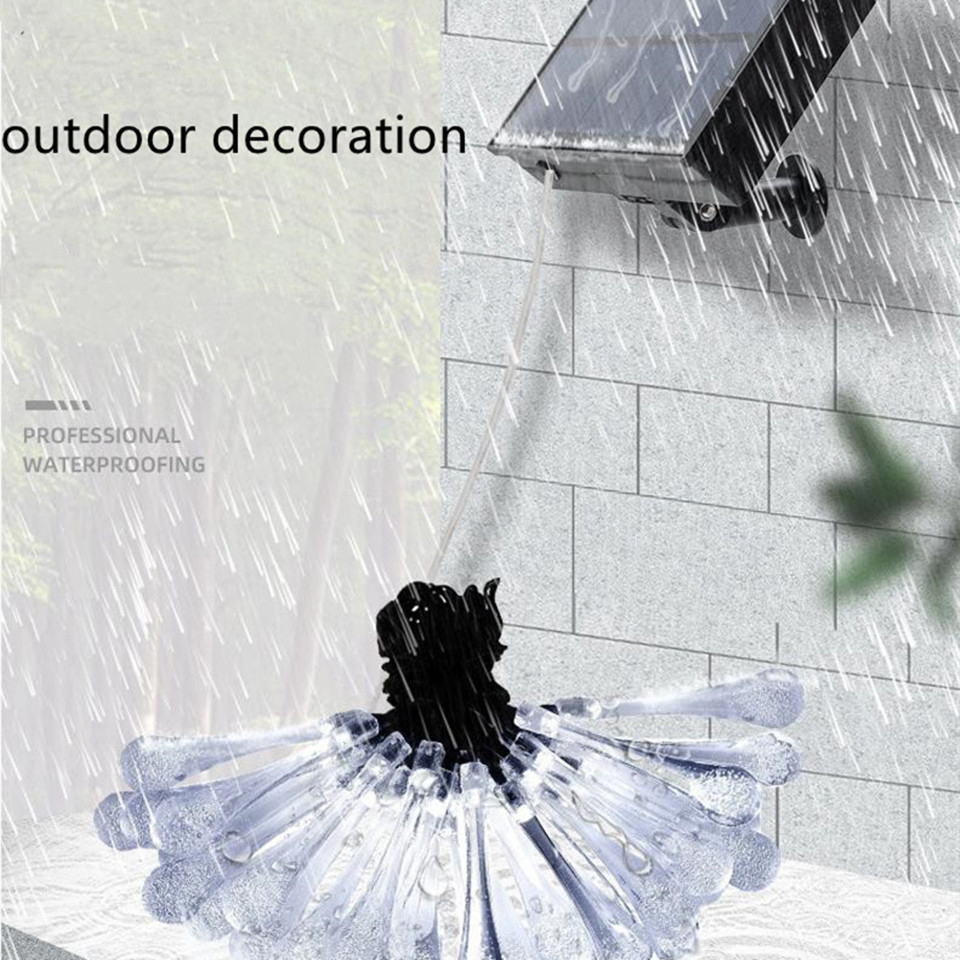 Solar LED Outdoor String Lights 7m 30 LED Christmas Decorative Water Drop Fairy Lights