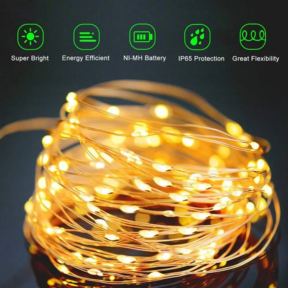 LED Outdoor Solar String Lights Fairy Christmas Party Decorative Light Garland Solar Garden