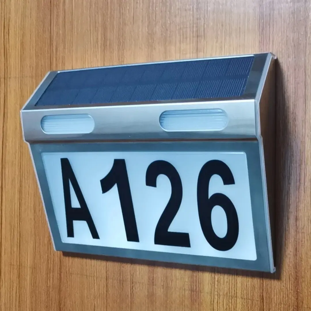 Waterproof Solar Outdoor Gate Pillar LED Light DIY Door Plate House Number Wall Solar Powered Lights