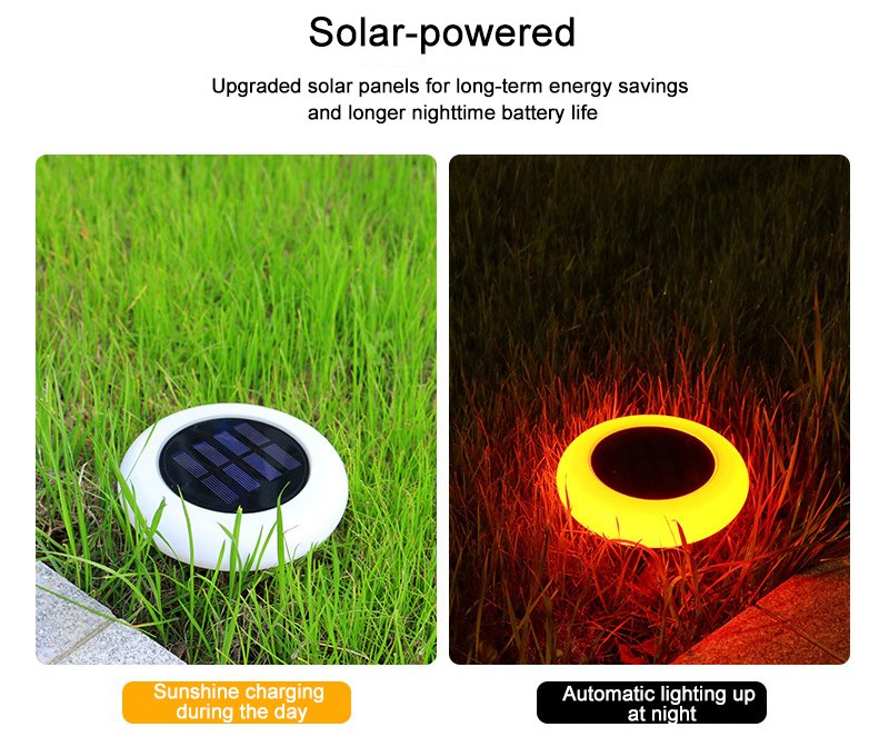 Disc-Shaped Buried Lamps RGB Color Change Waterproof LED Solar Underground Light with Spike for Park Garden