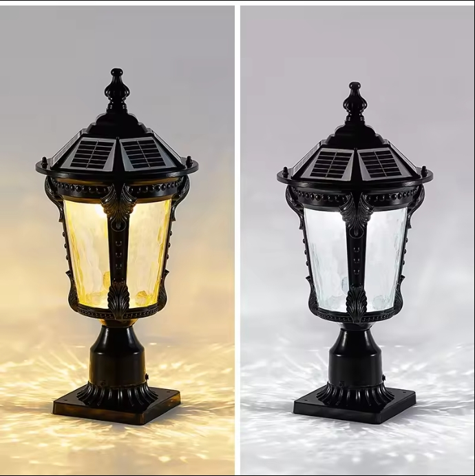 IP65 Waterproof Aluminum Modern Landscape Outdoor Main Gate Pillar LED Solar Power Garden Light