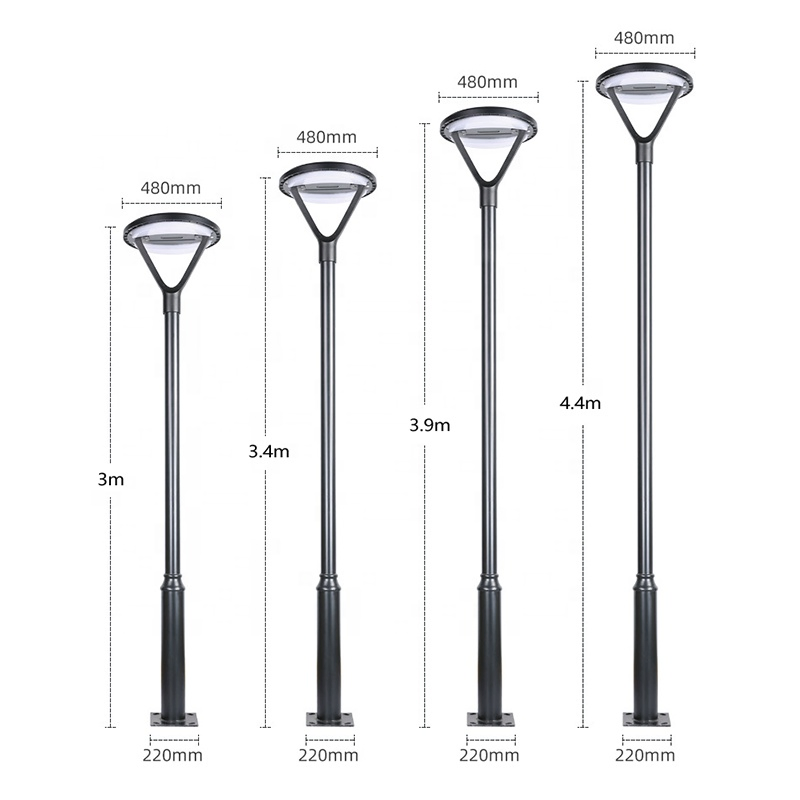 Aluminum Lights Solar Garden Light Outdoor Landscape Waterproof IP65 Pole Lamp Park Post Top Outdoor LED Garden Light