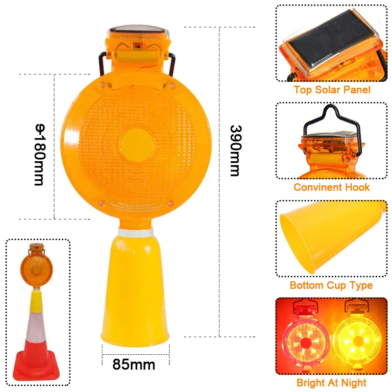Solar LED road safety warning light