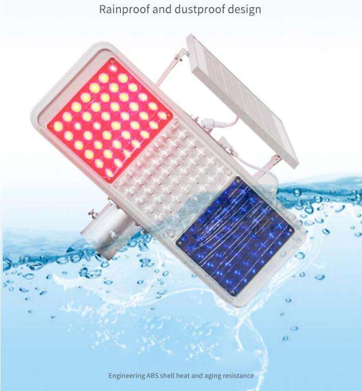 Waterproof LED Burst Flash Traffic Warning Light Double Sides Four Sets LED Red Blue Solar Flashing Solar Strobe Light