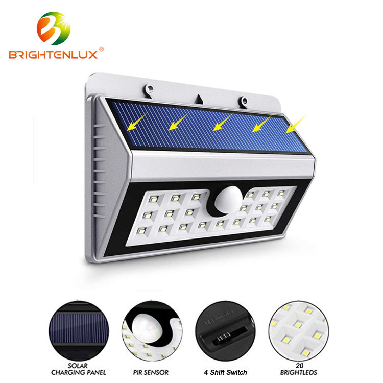 Brightenlux 1000 Lumen Wedge 8 LED Outdoor Security Motion Solar Sensor Wall Light