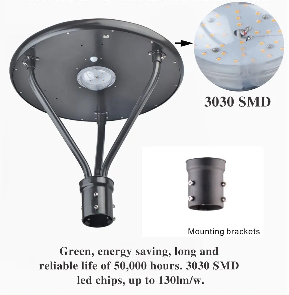 Solar LED Post Top Lights Dimensions