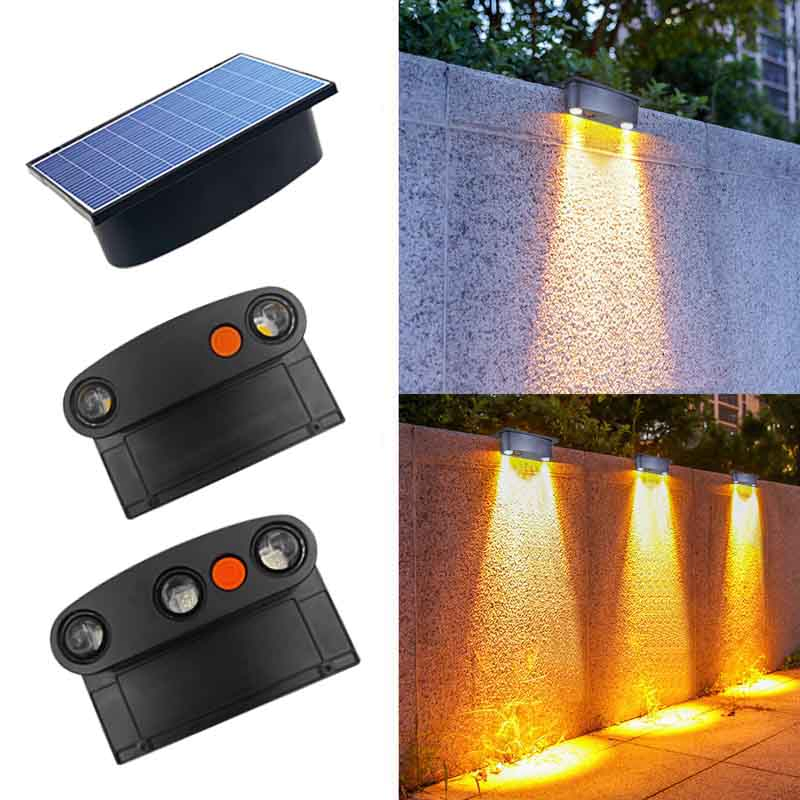 Outdoor Waterproof Deck Wall Lamp LED Solar Luminous Lighting Wall Light for Garden Fence Exterior Wall