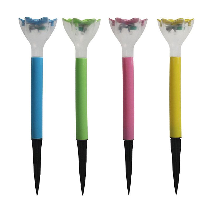 Plastic Flower Shape Lawn Lamp Holiday Decoration Spike Solar Power Garden Lights