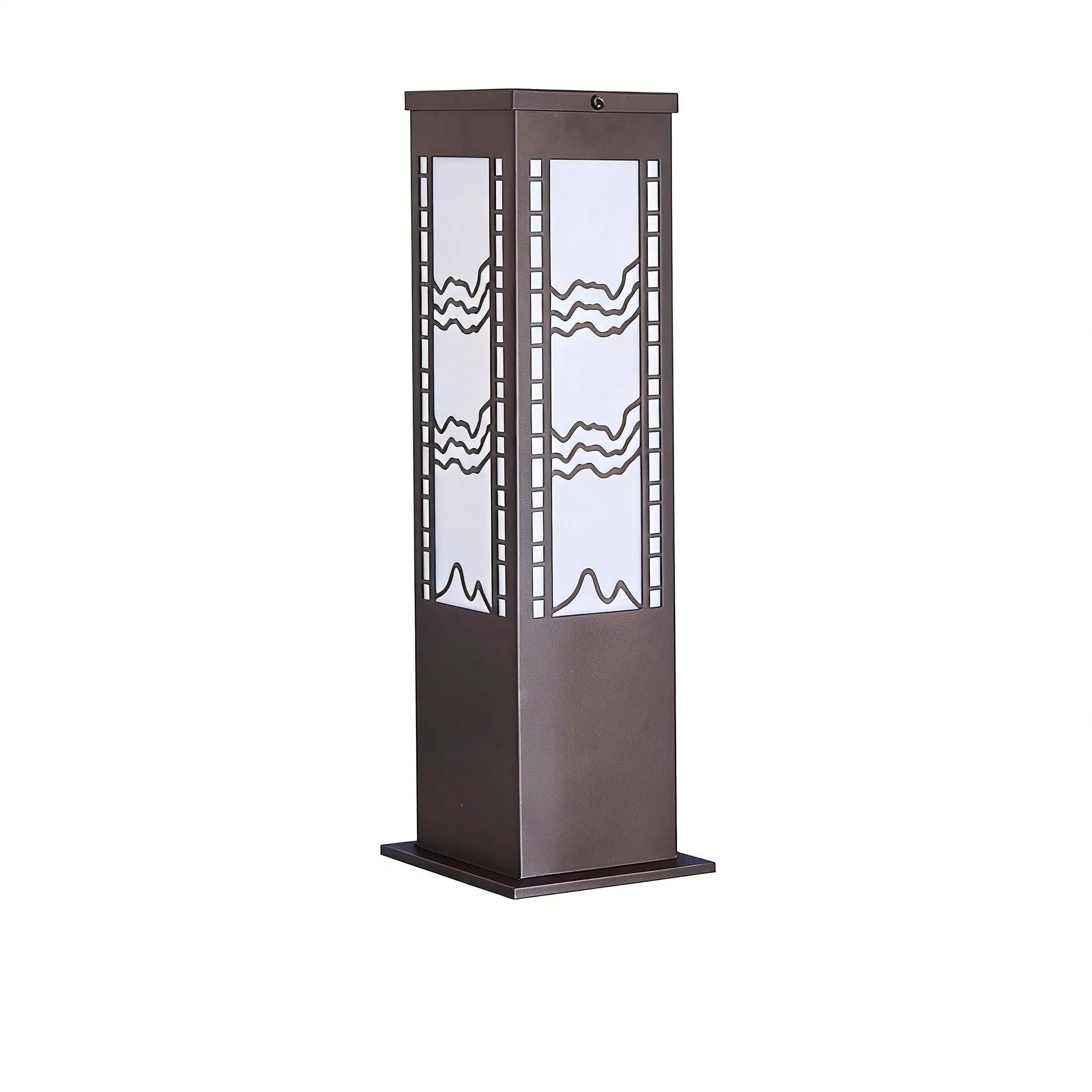 Modern Solar LED Bollard Light with Decorative Chinese Pattern for Garden Pathway