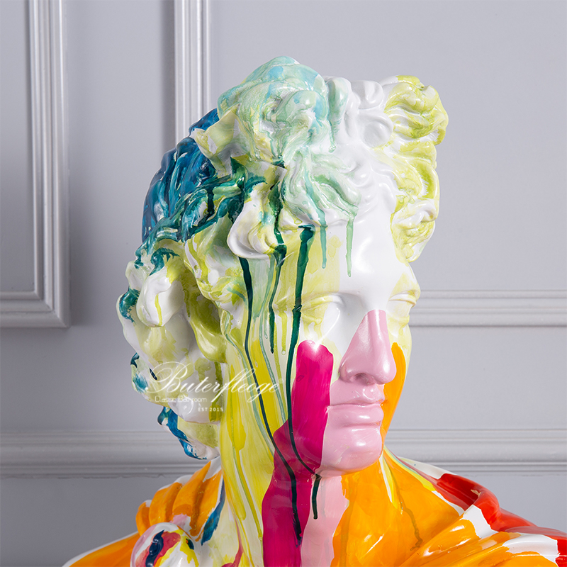 OEM Resin David Statue Resin Sculpture Ornaments Painted Figure David Portrait Statue Apollo Abstract Art Ceramic Floral Ornaments Manufacturer, Product