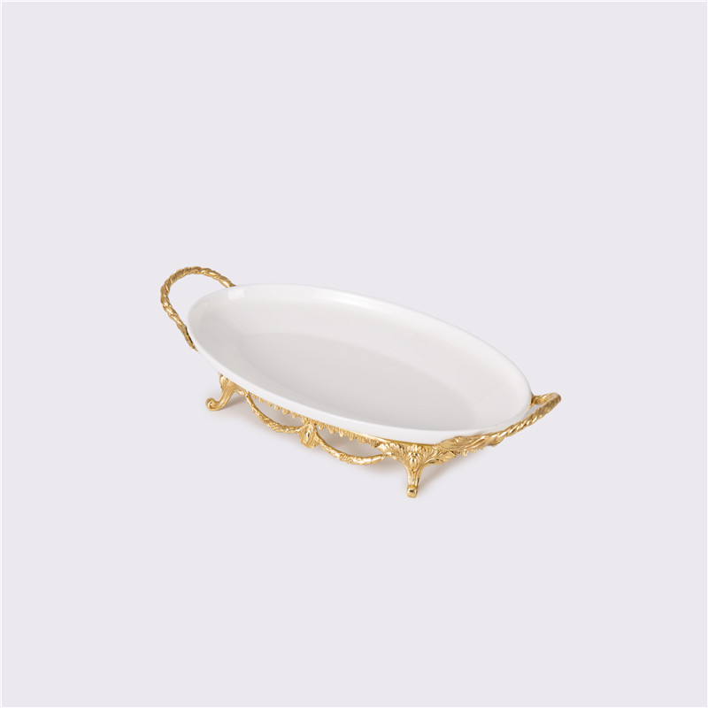 China Oval Fruit Plate Dried Fruit Plate Candy Dish Oval Fruit Bowl Brass Base Supplier, Suppliers