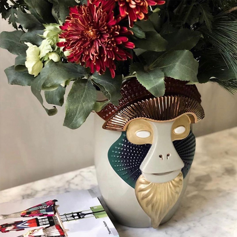 Primate Mandrillus Vase Decor Detail 2