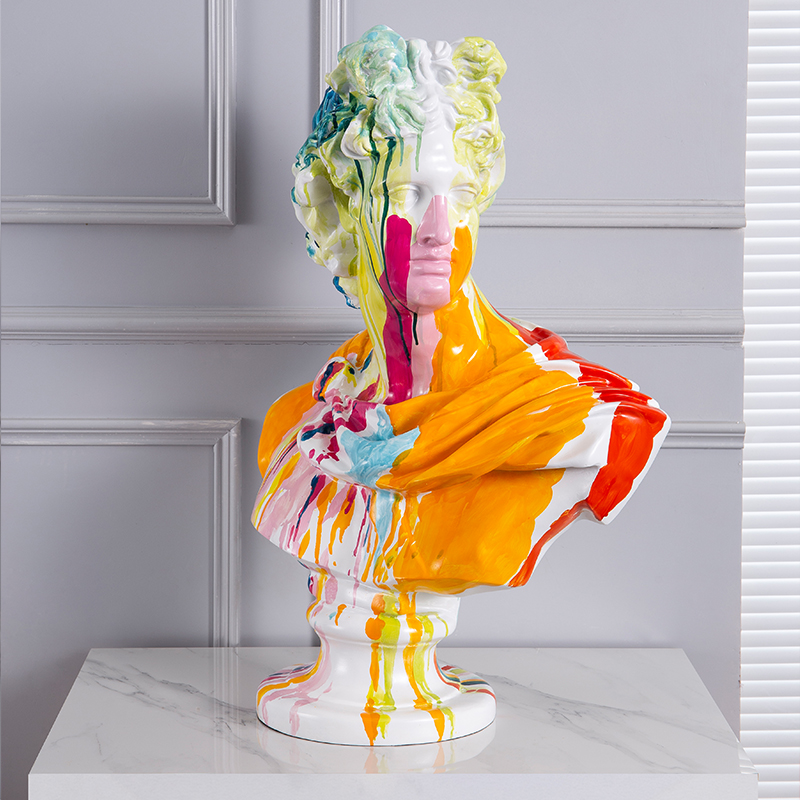 OEM Resin David Statue Resin Sculpture Ornaments Painted Figure David Portrait Statue Apollo Abstract Art Ceramic Floral Ornaments Manufacturer, Product